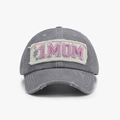 Grey washed cotton baseball cap featuring #1 MOM pink chenille embroidery on patch - Adjustable / Smoke