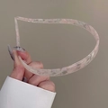 Pink and white marble texture acetate headband with anti-slip teeth for women - Sakura Pink