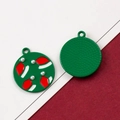 Green Christmas elk charm with red leaf pattern and pearl inlay for DIY jewelry - 5# Green Santa Hat Round Disc