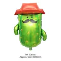 Cactus shaped foil balloon with red hat for Hawaiian party decor, size 82x60cm - Mr. Cactus