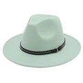 Detail of mint green fedora showing black leather belt with rivets and gold metal ring - M (56-58cm) / Mint Green