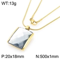 18K gold plated snake chain necklace with a grey square glass pendant and 13g weight - Gold 20*18mm Grey (KN292779-GC)