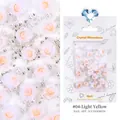Decoración de uñas flores rosas 3D resina amarillo pálido con perlas y strass #04 - #04 Amarillo Claro Rosa Mezclado