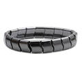 Polished black hematite beaded bracelet with minimalist wave-shaped metallic links - Dark Grey Wave Rectangular Style (NSHB00297)