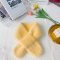 Plush yellow faux fur winter scarf for children with a soft cross-through design - Plain Yellow (No Cartoon)
