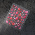 Pegatinas 3D para uñas de Halloween con diseños de corazón y ojos sobre fondo negro - Tema de Anatomía de Órganos del Cuerpo (CO-445)