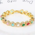 Bracelet pierres précieuses en cœur coloré plaqué or avec contour en zircon brillant - Coloré