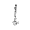 Silver snowflake cross hoop earring with four clear round gemstones on a white background - Silver Zircon Cross (A936-4)