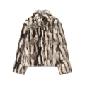 Abrigo de piel sintética para mujer con estampado de leopardo gris y textura suave - XS / Estampado de animal