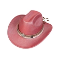 Chapeau de cowboy rose scintillant avec badge étoile argentée et finition brillante - M (56-58cm) / 132-Rouge Pastèque