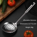 Stainless steel slotted spoon skimmer for kitchen use, featuring a long handle and hanging hole - Standard Style Slotted Spoon (0.6mm)