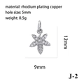 Pendentif feuille d'érable plaqué rhodium avec zircone pour création bijoux DIY - Feuille d'Érable Argentée J (J-2)