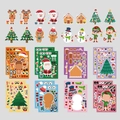 DIY Weihnachtsaufkleber für Kinder mit Weihnachtsmann, Rentier und Lebkuchenmann-Puzzles - 16-Blatt-Packung