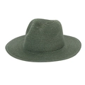 Cappello fedora in paglia verde scuro con tesa piatta per la protezione solare - Verde Scuro