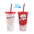 Red 710ml color changing cold cup with Santa and reindeer Christmas theme pattern - Red Sleigh Color Changing Cup
