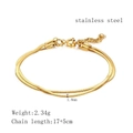 Double-layered 1.8mm golden stainless steel snake chain bracelet with adjustable clasp - Gold
