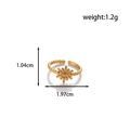 Bague réglable en acier inoxydable doré avec anneau perlé et motif soleil éclatant - Fleur de Soleil Perlée / Doré