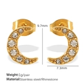 Pendientes de luna dorada en acero inoxidable con incrustaciones de circonitas brillantes - Dorado