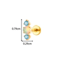 Titanium labret stud with blue opal and side zircon stones, golden finish 0.79cm - Blue Zircon Opal Style (T2561-6#)