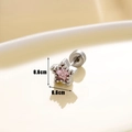 Orecchini a stella in argento con zircone rosa e retro piatto, misura 0,6 cm - Stile Stella Rosa (A129-1) / Rosa (Pezzo singolo)