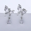 Elegant silver butterfly earrings with sparkling cubic zirconia and teardrop pendants - Single Fairy Butterfly