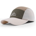 Gorra de campista tricolor con bordado de montaña y correa ajustable exterior - Ajustable / Caqui & Beige