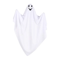 White Halloween hanging ghost decoration with smiling cartoon face in polyester fabric - Ghost Style 6