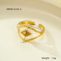 Détails des dimensions de la bague coeur dorée avec pierre et anneau ajustable - Style Mauvais Œil (NMSR-G156-3) / Doré