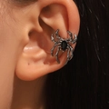 Gothic spider ear cuff in gunmetal gray with black gem for non-pierced ears - Spider Ear Cuff (Gunmetal Black Color) (M-571)
