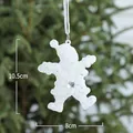 Sparkling white jumping character Christmas ornament with jewel detail, 10.5cm tall - White Snowman