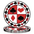 Close-up of disposable poker themed paper plates with card suit patterns for casino parties - Poker Theme Paper Plates (9 Inch) / Set of 24