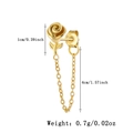 Detailed dimensions of gold flower tassel earrings showing 4cm length and 0.7g weight - Rose Style / 925 Silver / Gold