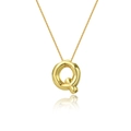 Polished 18K gold plated necklace featuring a capital letter Q pendant on white background - Letter Q Necklace Set