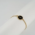 Bracelet doré en acier inoxydable avec pendentif ovale noir et lettre I dorée - Noir I
