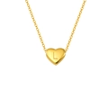 Collier cœur doré poli avec lettre L gravée sur une chaîne à maillons délicate - Lettre L (S-P143-L)
