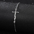 Pulsera de acero inoxidable plateada con colgante de cruz e inscripción Faith - Cruz de Espada (Faith)