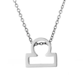 Silver stainless steel Libra zodiac pendant necklace with delicate chain on white background - Libra - Steel