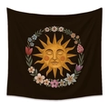 Tapisserie bohème avec visage de soleil et motif floral sur fond sombre - 73X95CM Peluche Courte / HD205 Soleil Vintage