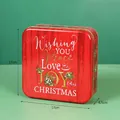 Vierkante rode kerstblik met houtnerfstructuur en vakantiegroeten, 17x17x6,5 cm - Rood - Wishing JOY