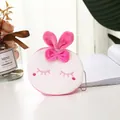 Cute white plush bunny coin purse with pink ears and a decorative metal bead chain - Little White Rabbit
