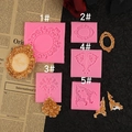 Pink silicone mold set featuring five vintage European relief frame and scroll patterns - Five-Piece Set / Pink