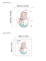 Watercolor snowman wall sticker with pink hat and scarf including layout size details - Watercolor Striped Hat Snowman