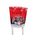 Red Christmas chair cover with Santa and snowman print and Merry Christmas text - Christmas Single Side Print 7