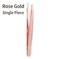 Rose gold precision tweezers with slanted tip and non-slip fish pattern grip for eyebrows - Rose Gold - Single