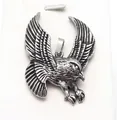 Detailed macro view of vintage stainless steel eagle wing pendant with engraved texture - Antique Distressed Eagle (Style 17)