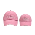 Berretti da baseball coordinati MAMA e MINI in tela di cotone rosa lavato vintage - Cappello Ricamato MINI Singolo (Bambini) / Rosa