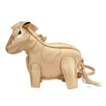 Borsa a tracolla creativa a forma di cavallo dorato in ecopelle testurizzata con nappa - Oro