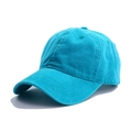 Classic bright blue washed cotton baseball cap with structured panels and curved brim - Adjustable / Lake Blue