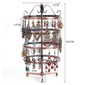 Copper-colored rotating metal earring stand with dimensions for jewelry display - 4 Layers / Bronze