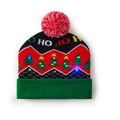 LED Christmas knit hat with HO HO HO text and glowing green Christmas tree pattern - Red Green Black-Christmas Tree HO HO HO